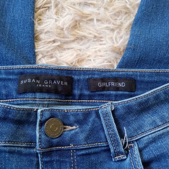 Susan Graver Sz 4 Petite Women's Stretch Denim Crop Girlfriend Jeans with Cuff - Picture 3 of 5